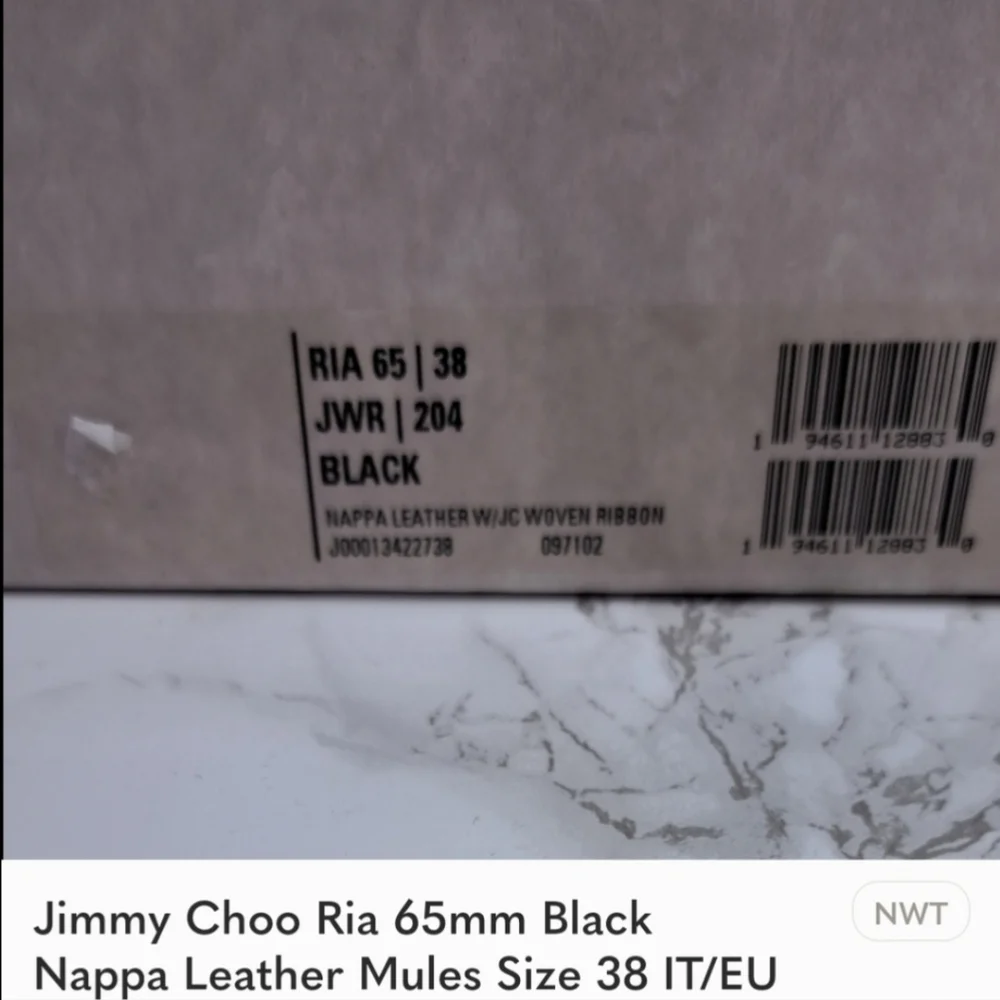 Jimmy Choo Ria 65mm Black Nappa Leather Mules Size 38 IT/EU
